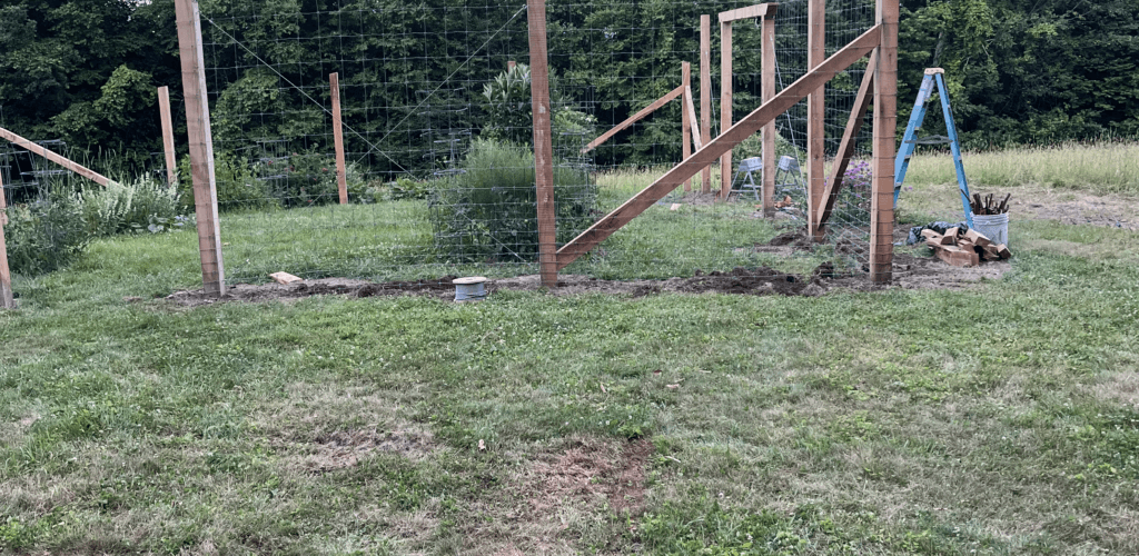 Timber frame posts milled on site from trees removed on the property